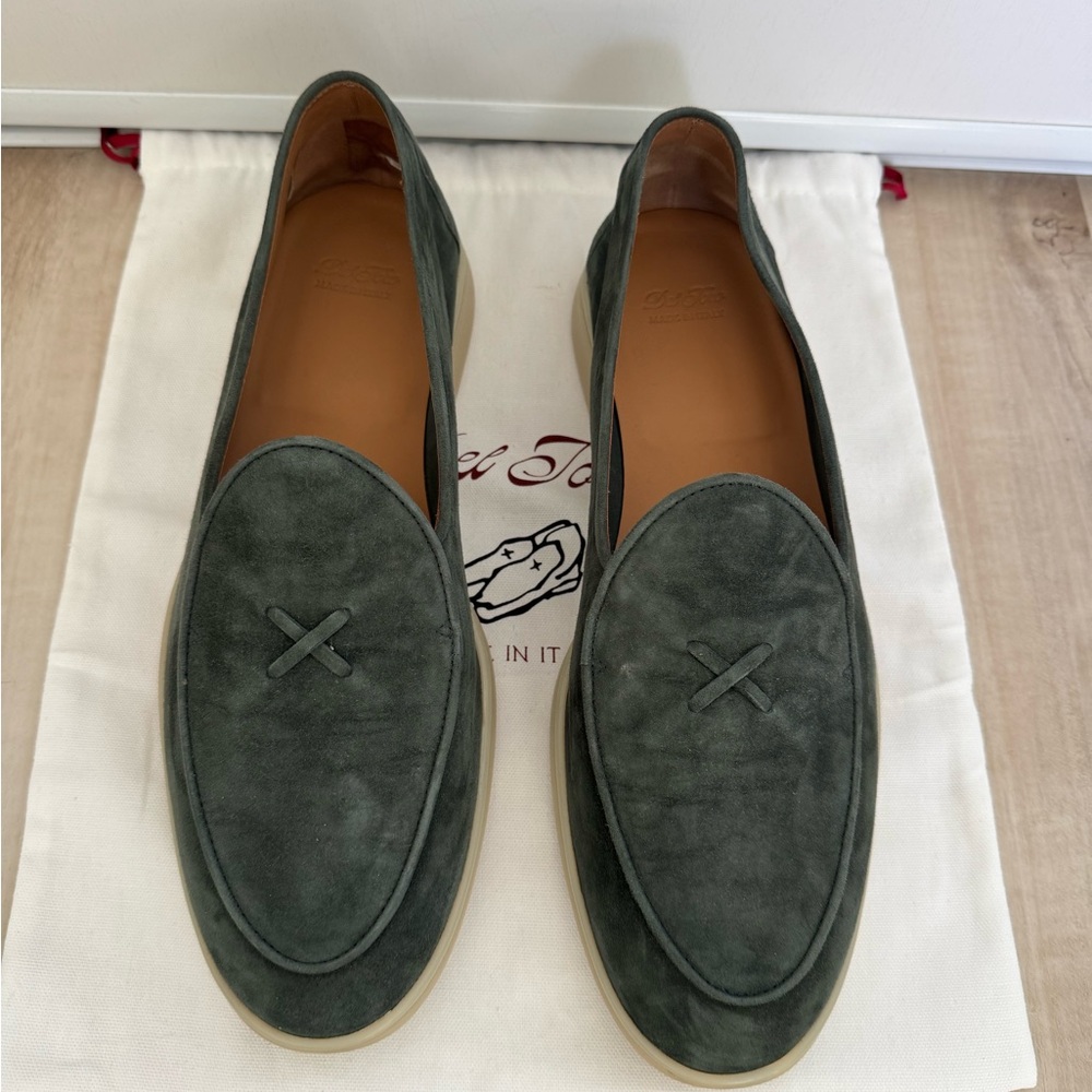 Del Toro Pine Green Suede Men's Travel Loafers U10 EU43
